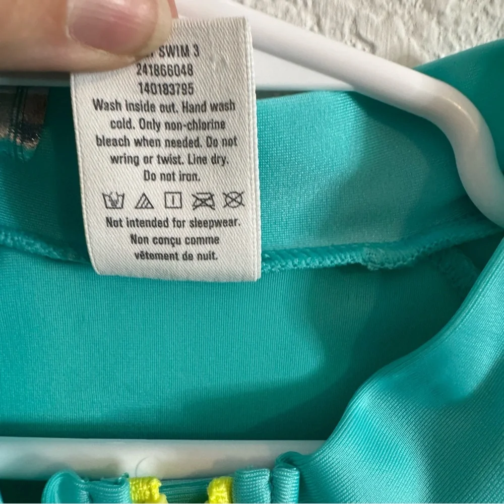 Gymboree Girls Kid Swim Top UPF 50+ UV Protection‎ Shirt Blue Silver L/10-12